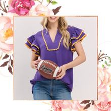 Load image into Gallery viewer, Game Day Ruffle Scallop Sleeve Top