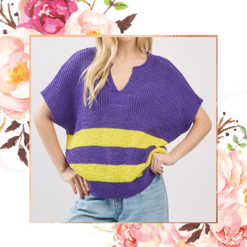 Game Day Varsity Stripe Knit Sleeveless Sweater