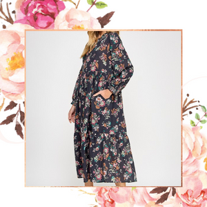 Fall Floral Midi Dress
