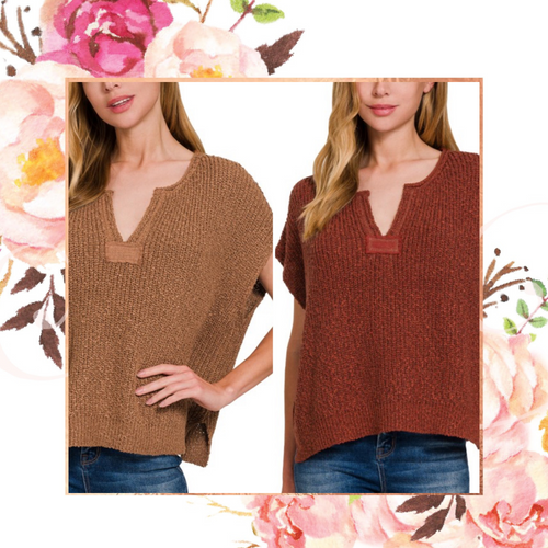 Split Neck Side Slit Pullover