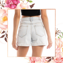 Load image into Gallery viewer, Light High Rise Distressed Cuffed Shorts