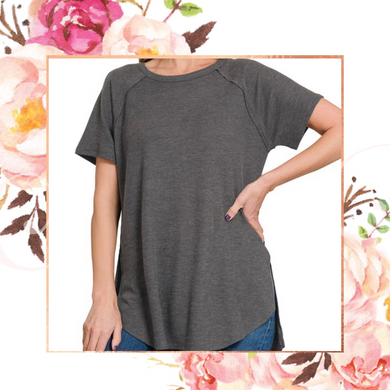 Ash Grey Waffle Tunic Top