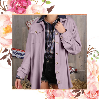 Oh So Cozy Shacket- Lavender