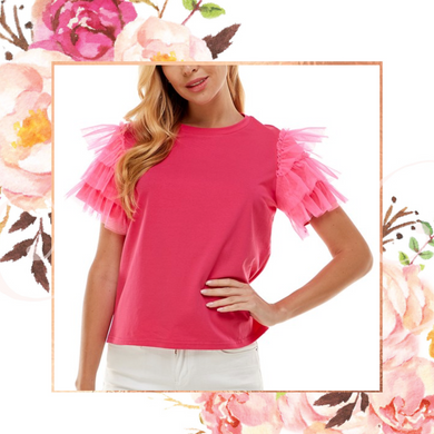 Barbie Girl Ruffled Chiffon Sleeve Top