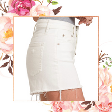Load image into Gallery viewer, White Button Fly Raw Hem Shorts