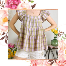 Load image into Gallery viewer, Lavender Fields Ruffle Tiered Babydoll Top