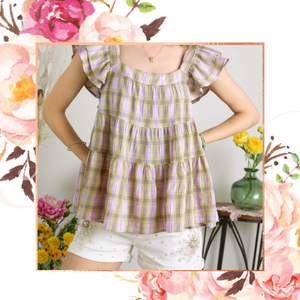 Lavender Fields Ruffle Tiered Babydoll Top