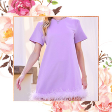 Load image into Gallery viewer, Lav Feather Fun Terry Tee Dress