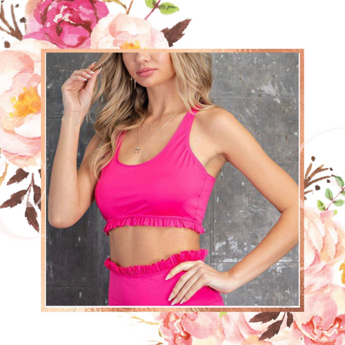 Hot-to-Trot Hot Pink Ruffle Bra Top