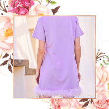 Load image into Gallery viewer, Lav Feather Fun Terry Tee Dress
