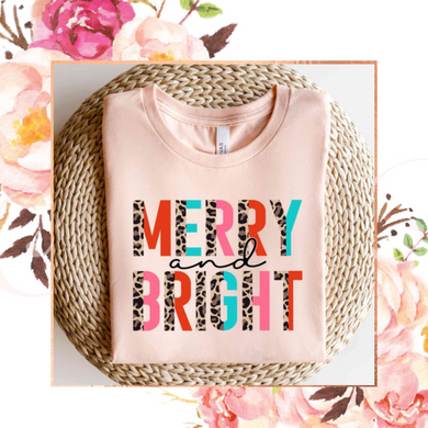 Merry and Bright Graphic Tee - Peach