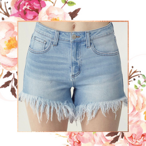 In with the Fray Light Denim Shorts