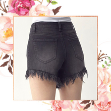 Load image into Gallery viewer, In with the Fray Black Denim Shorts