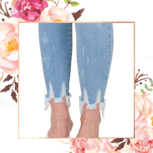 Light High-Rise Distressed Cropped Skinny Jeans