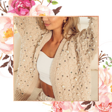 Load image into Gallery viewer, Pearl Embellished Twist Knit Cardigan