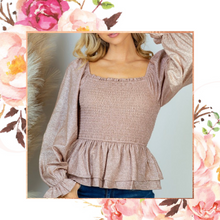 Load image into Gallery viewer, Rose Gold Glam Peplum Top