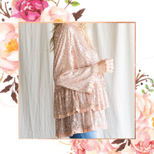 Load image into Gallery viewer, Champagne Sequin Tiered Tunic Top