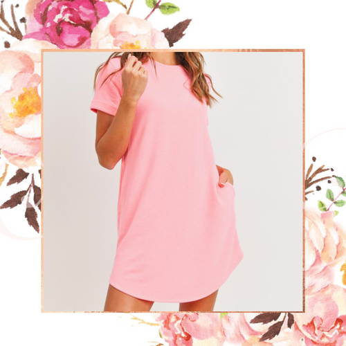 Neon Pink Terry Tee Dress
