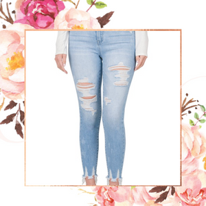 Light High-Rise Distressed Cropped Skinny Jeans