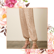 Load image into Gallery viewer, Champagne Sequin Joggers