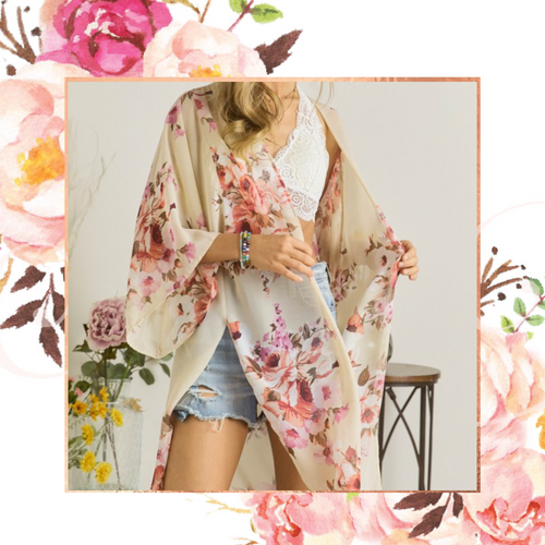 Sheer Floral Kimono Cardigan