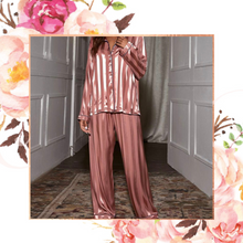 Load image into Gallery viewer, Silky Satin Dusty Pink Pant PJ Set