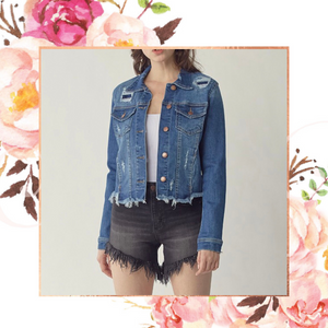 In with the Fray Black Denim Shorts
