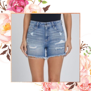 Medium Distressed Raw Hem Shorts