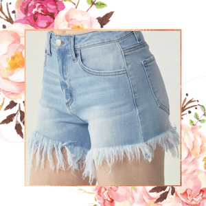 In with the Fray Light Denim Shorts